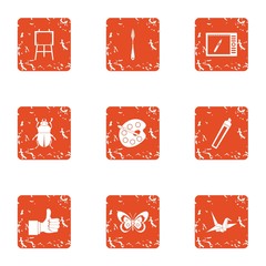 Canvas Print - Attract icons set. Grunge set of 9 attract vector icons for web isolated on white background