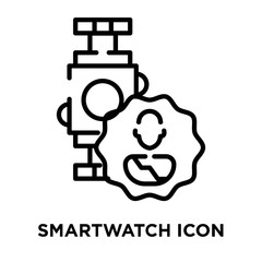 Poster - Smartwatch icon vector isolated on white background, Smartwatch sign , line symbol or linear element design in outline style