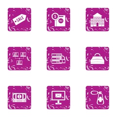 Poster - Money dialog icons set. Grunge set of 9 money dialog vector icons for web isolated on white background
