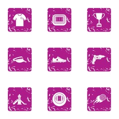 Poster - Sport dream icons set. Grunge set of 9 sport dream vector icons for web isolated on white background
