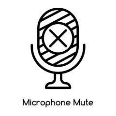 Aufkleber - Microphone Mute icon vector isolated on white background, Microphone Mute sign , line or linear design elements in outline style