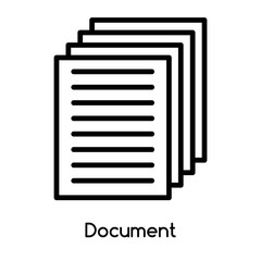 Fototapete - Document icon vector isolated on white background, Document sign , line or linear design elements in outline style
