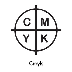 Cmyk icon vector isolated on white background, Cmyk sign , line or linear design elements in outline style