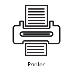 Fototapete - Printer icon vector isolated on white background, Printer sign , line or linear design elements in outline style