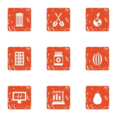 Poster - Biomedical science icons set. Grunge set of 9 biomedical science vector icons for web isolated on white background