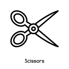 Poster - Scissors icon vector isolated on white background, Scissors sign , line or linear design elements in outline style