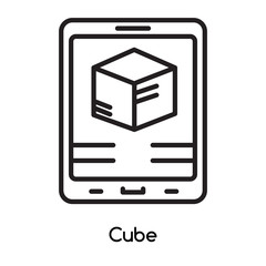 Poster - cube icon vector isolated on white background, cube sign , line or linear design elements in outline