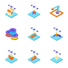 Poster - Create a home icons set. Isometric set of 9 create a home vector icons for web isolated on white background