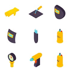 Poster - Weld icons set. Isometric set of 9 weld vector icons for web isolated on white background