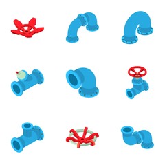Poster - Tubular icons set. Isometric set of 9 tubular vector icons for web isolated on white background