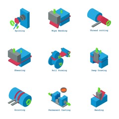 Poster - Creation icons set. Isometric set of 9 creation vector icons for web isolated on white background