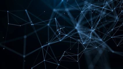 Poster - Big data visualization. Science background. Big data complex with compounds. Lines plexus