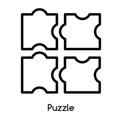 Poster - puzzle icon vector isolated on white background, puzzle sign , line or linear design elements in out