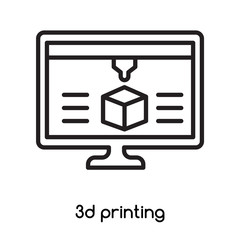 Poster - 3d printing icon vector isolated on white background, 3d printing sign , line or linear design elements in outline style