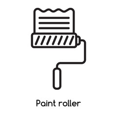 Aufkleber - Paint roller icon vector isolated on white background, Paint roller sign , line or linear design elements in outline style