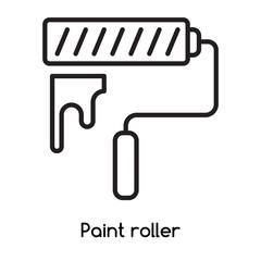 Aufkleber - Paint roller icon vector isolated on white background, Paint roller sign , line or linear design elements in outline style