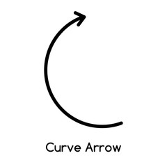 Poster - Curve Arrow icon vector isolated on white background, Curve Arrow sign , line or linear design elements in outline style