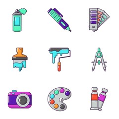 Poster - Shade icons set. Cartoon set of 9 shade vector icons for web isolated on white background