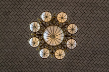 Tiles And Lamp In The Celling Of Ellis Island Registry Room