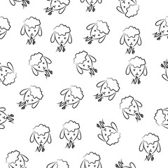Poster - head of a sheep icon in pattern style. Element of sheeps icon for mobile concept and web apps. Sketch head of a sheep icon in pattern style can be used for web and mobile