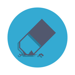 Poster - pencil eraser colored in blue badge icon. Element of school icon for mobile concept and web apps. Detailed pencil eraser icon can be used for web and mobile