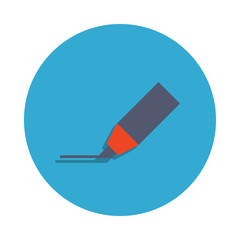 Poster - felt-tip pen colored in blue badge icon. Element of school icon for mobile concept and web apps. Detailed felt-tip pen icon can be used for web and mobile