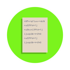 Poster - colored chemical report on paper in green badge icon. Element of science and laboratory for mobile concept and web apps. Detailed chemical report on paper icon