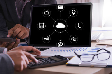 Poster - Cloud Service (Cloud Computing diagram on the new computer interface)