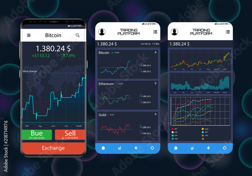 Trade Exchange On Phone Screens Professional Trader Tools For Trade Exchange On Phone Screens Professional Trader Tools For Successful Trading Mobile Banking Cryptocurrency Ui Interface Template