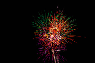 Colorful fireworks at night