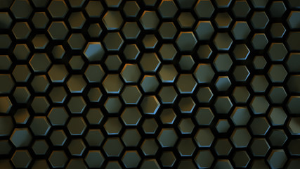 Sticker - Black geometric background with hexagons abstract 3D render