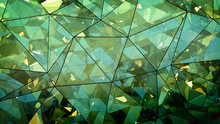 Triangulated Multilayered Green Glass Construction Abstract 3D Rendering