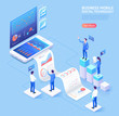 © graphixmania - Business mobile application vector isometric illustrations.