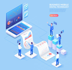Wall Mural - business mobile application vector isometric illustrations.
