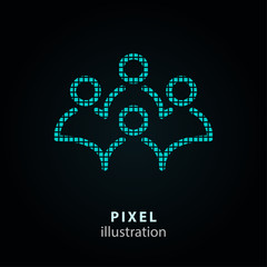 Sticker - Conference - pixel icon. Vector Illustration on black background. It is easy to change to any color.