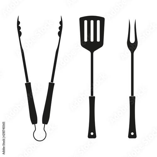 Fotomural BBQ and grill tools icon set