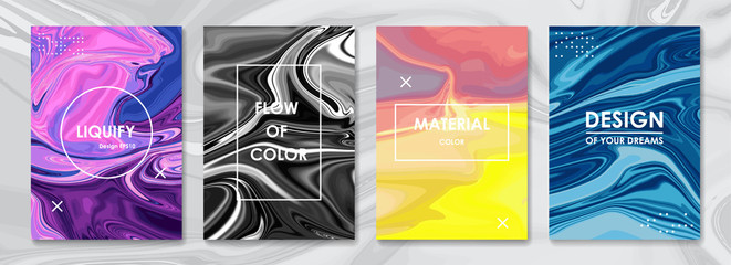 Liquid color covers set. Fluid shapes composition. Futuristic design posters. Vector banner. Template colorful cover. Futuristic modern art. Creative concept of shape fluid