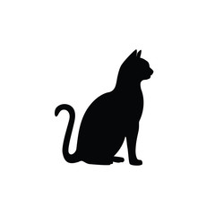 black cat silhouette vector on white background