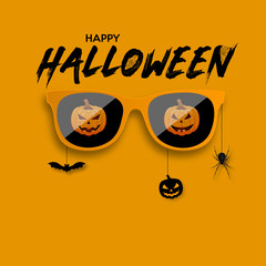 Wall Mural - Orange hipster glasses. Happy Halloween celebration. Vector illustration.