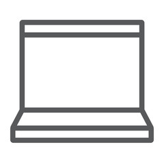 Fototapete - Laptop line icon, electronic and computer, notebook sign, vector graphics, a linear pattern on a white background, eps 10.