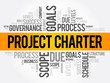 Project Charter word cloud collage, business terms such as method, process, leads concept background