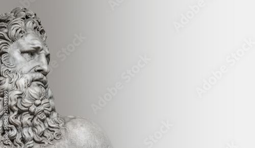 Fotomural Element of statue of Neptune in Rome, isolated at smooth background