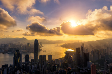 Wall Mural - Hong Kong City skyline at sunrise