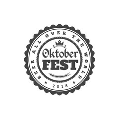 Wall Mural - Oktoberfest celebration. Beer festival retro style badge, label, emblem. Black on white background. Vector illustration. Beer label template