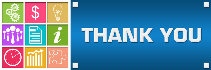 Wall Mural - Thank You Colorful Business Grid Blue Right 