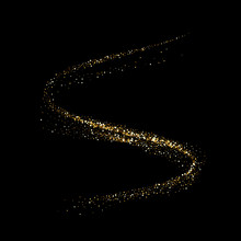 Golden Glitter Twist Wave Of Sparkling Glittery Particles. Vector Glare Wave Or Gold Light Trail On Premium Luxury Background With Glittery Mist Effect