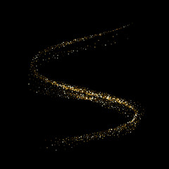 Aufkleber - Golden glitter twist wave of sparkling glittery particles. Vector glare wave or gold light trail on premium luxury background with glittery mist effect