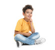 © Pixel-Shot - Cute little boy sitting on white background