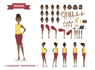 Wall Mural - African american woman character set for animation