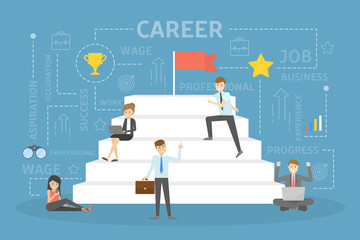 career development concept. people climbing up stairs